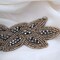 1 Piece 6"x2" Taupe Charcoal Beaded Applique Patch Iron On Rhinestone Embellishment